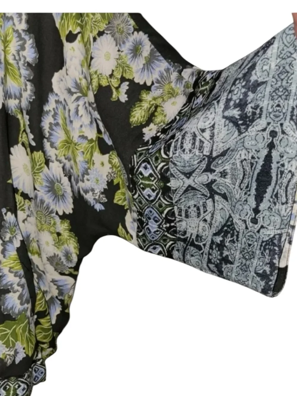 Free People Wildflower Kimono Floral Print Chiffon Zip Front Size M/L Cinch Tie